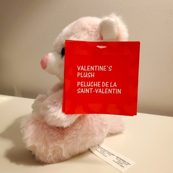 Pink and white plush valentine bear - Picture 2 of 12